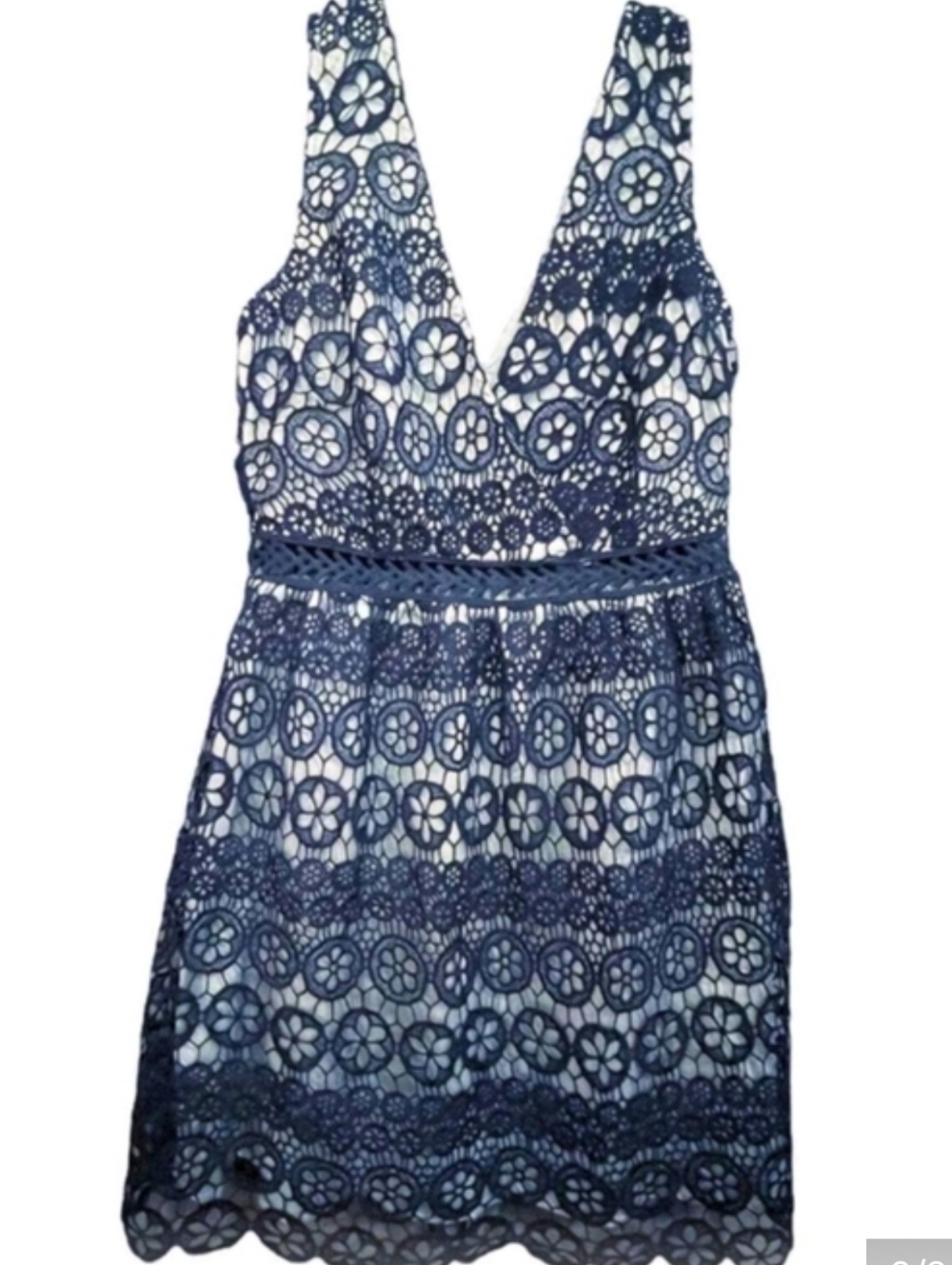 Forever My Love Navy Crochet Lace Skater Dress Nwt - Picture 7 of 8